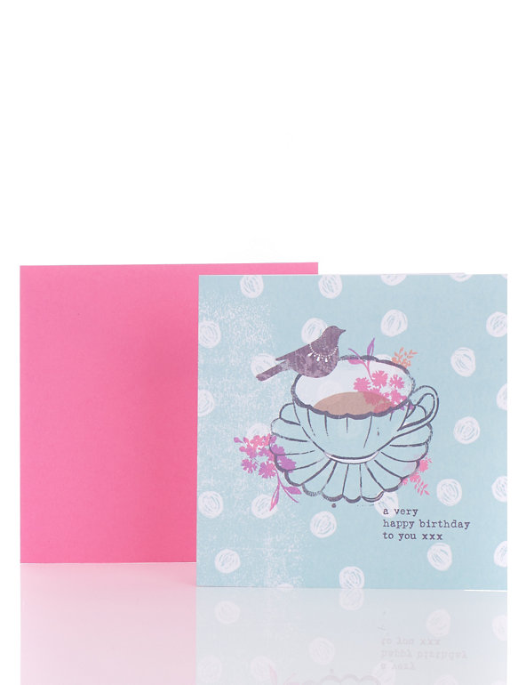 Classic Tea Cup Birthday Card Image 1 of 2