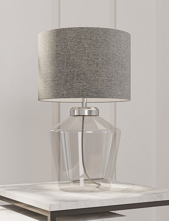 Claudia Table Lamp M S, Grey Herringbone Table Lamp