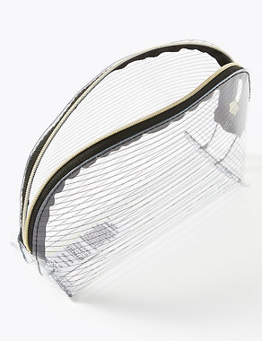 Clear Striped Make-Up Bag Image 2 of 3