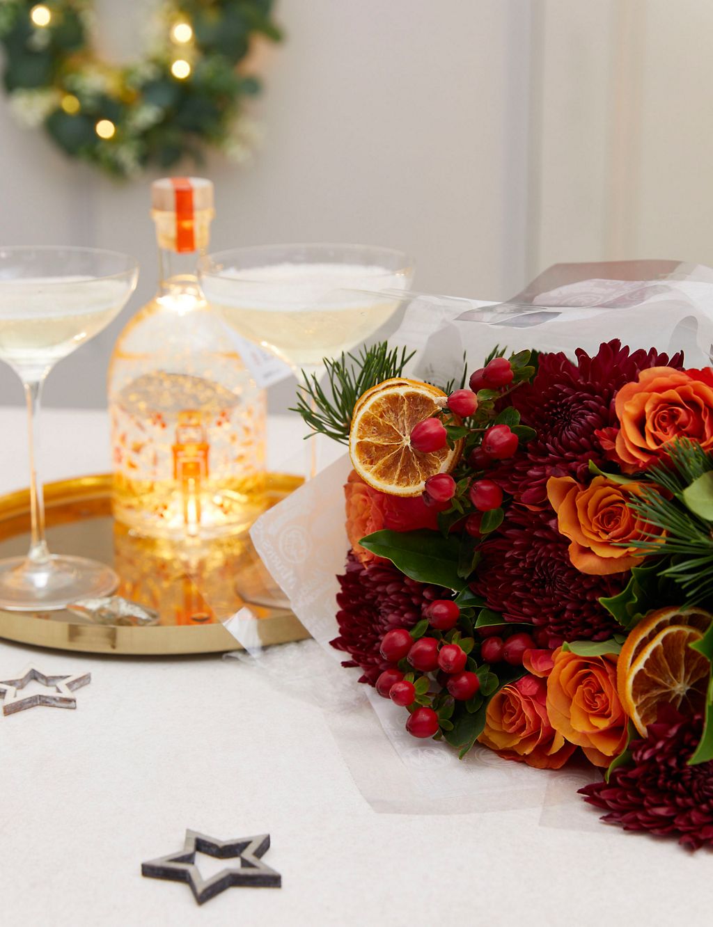 Clementine Light Up Snow Globe Gin Liqueur & Bouquet Gift 1 of 5