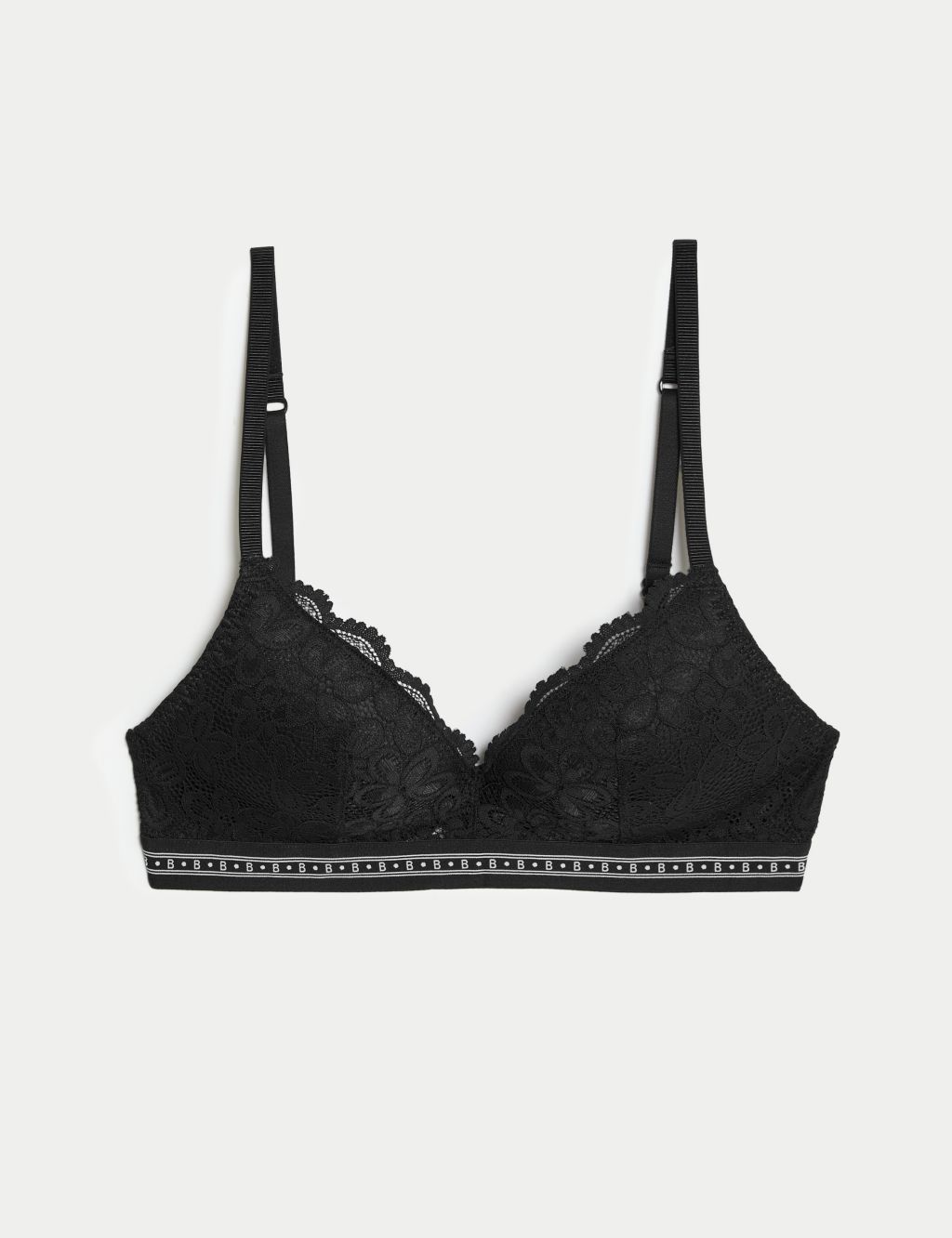 ex M&S BOUTIQUE JOY LACE NON WIRED, PADDED PLUNGE BRA In BLACK Size 40E