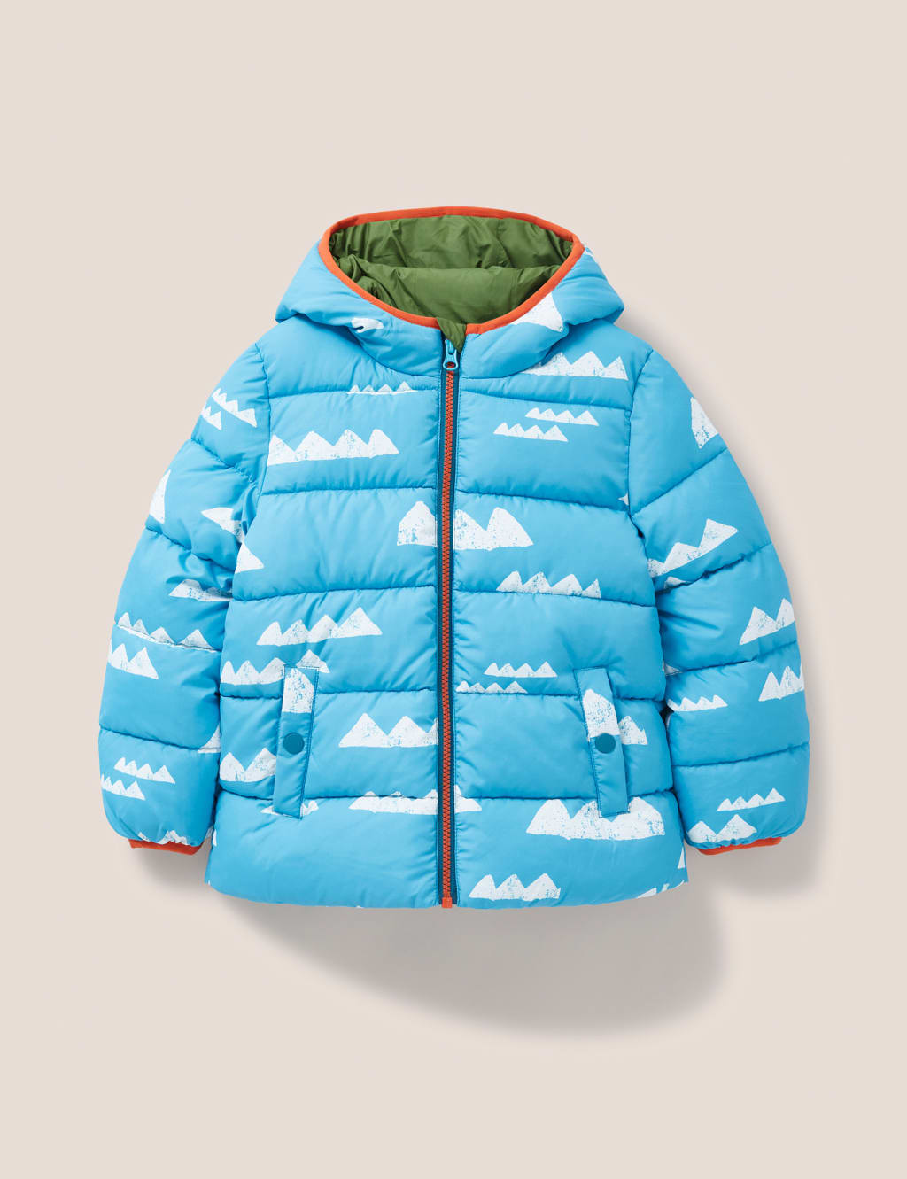 Cloud Print Hooded Quilted Padded Jacket 3 10 Yrs White Stuff