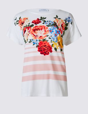 Cluster Floral Print Short Sleeve T-Shirt Image 2 of 4
