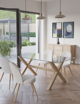 6 seater round oak dining online table