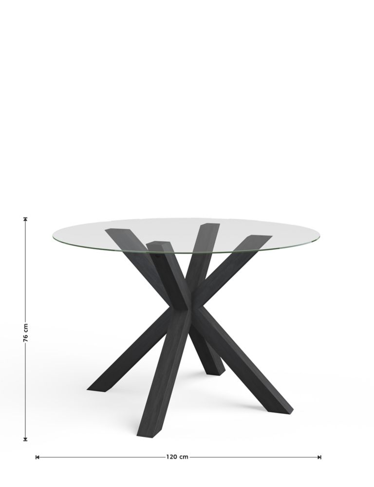 Colby Dark Round Glass 4 Seater Dining Table 6 of 7