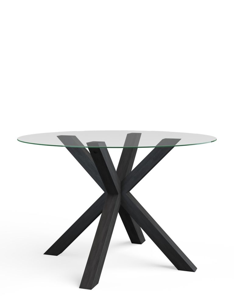 Colby Dark Round Glass 4 Seater Dining Table 3 of 7