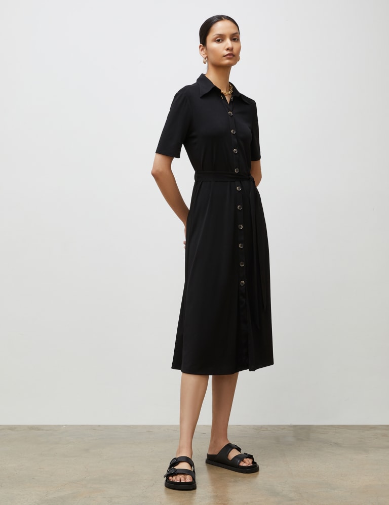 Belted utility midi shirt clearance dress