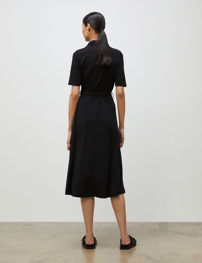 Collared Belted Midi Shirt Dress 3 of 4