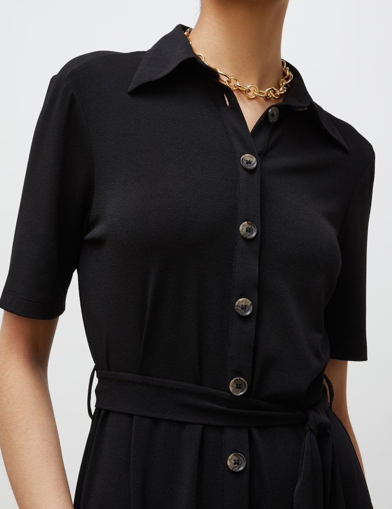 Black short sleeve shirt dress 2025