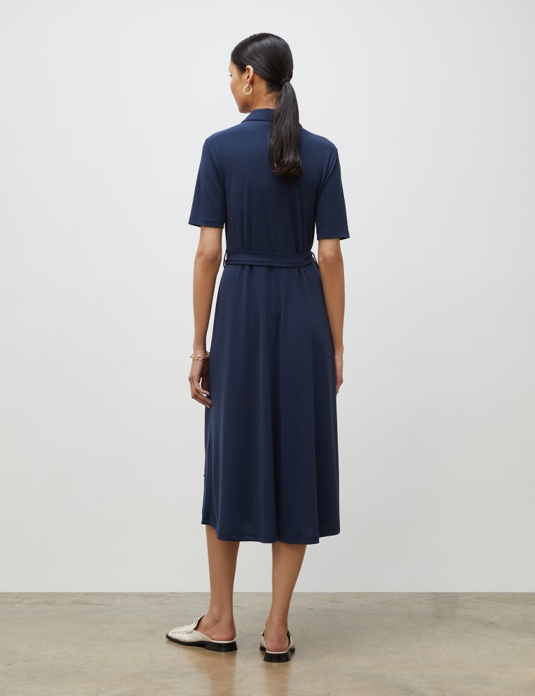 Collared Belted Midi Shirt Dress 3 of 4