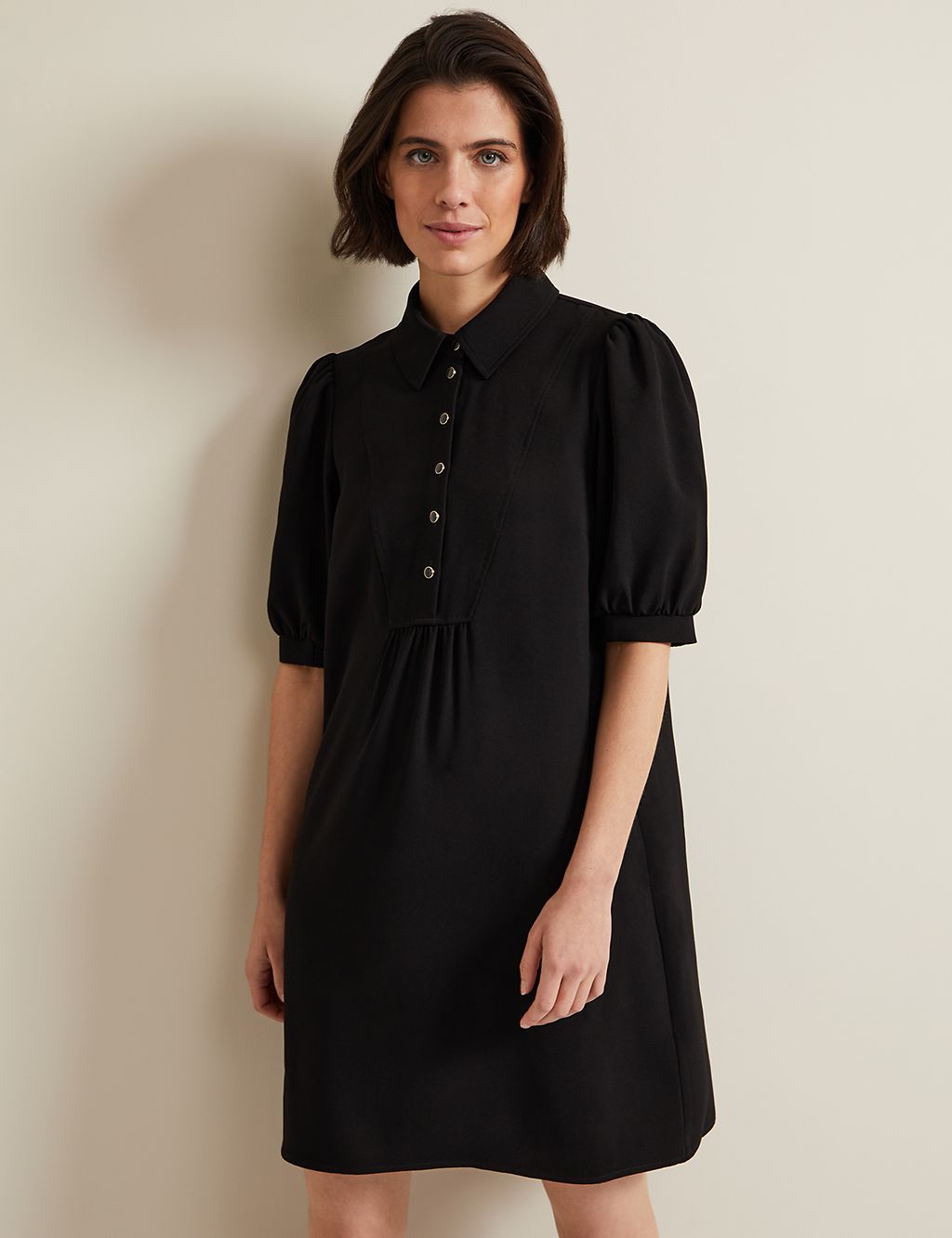 Collared Button Detail Mini Swing Dress 2 of 6