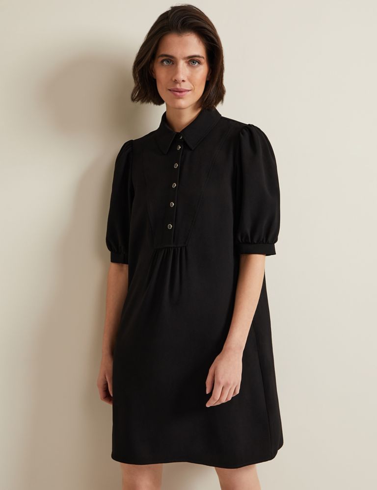 Collared Button Detail Mini Swing Dress 3 of 6