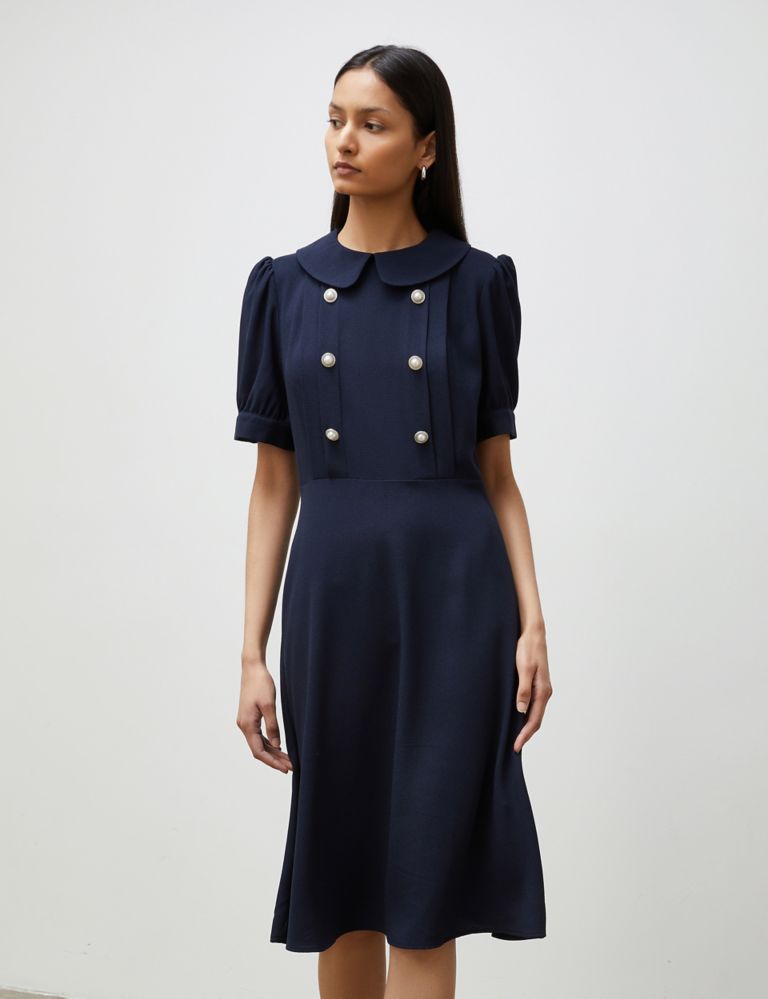 Collared Button Feature Midi Waisted Dress 2 of 4