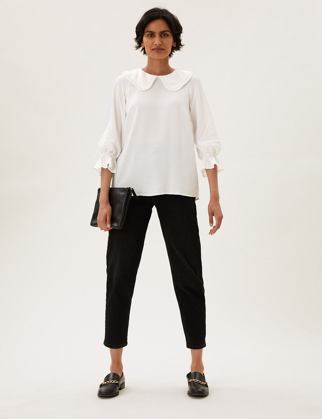 Collared Frill Detail Oversized Top | M&S Collection | M&S