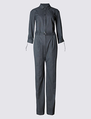 Collared Neck Belted Jumpsuit Image 2 of 5
