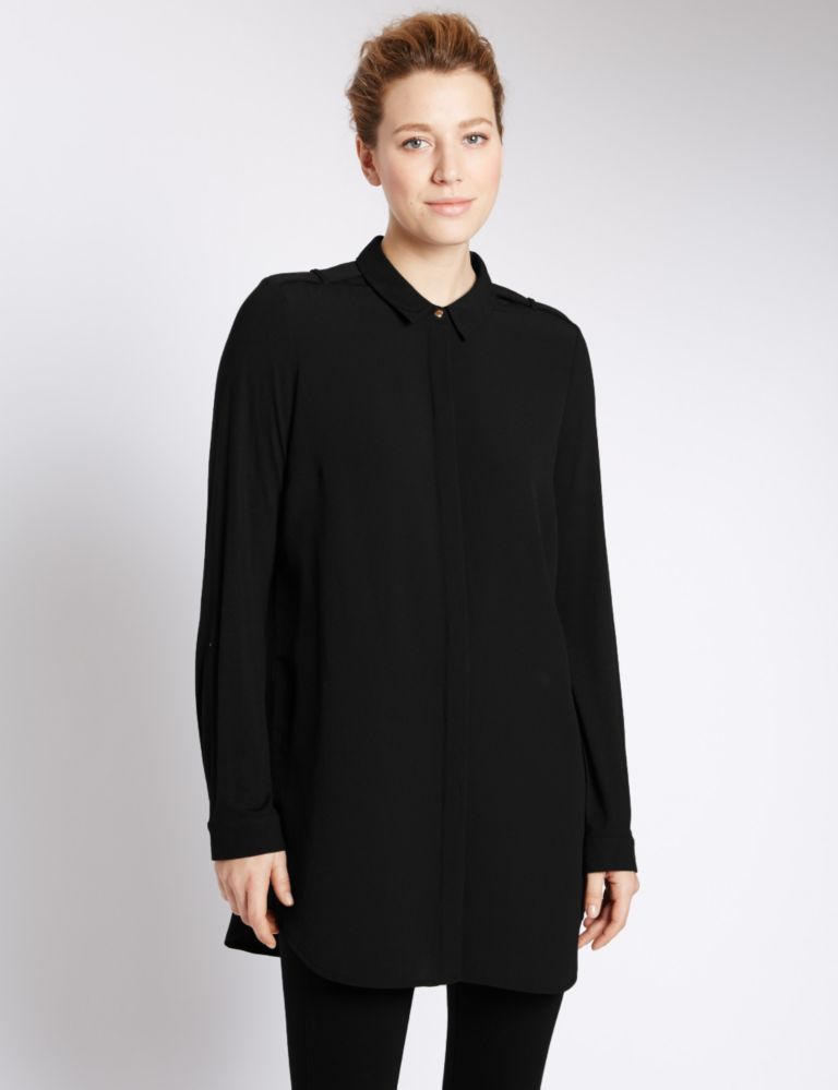Collared Neck Longline Shirt 1 of 4