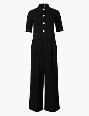 Collared Short Sleeve Jumpsuit Image 2 of 4