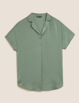 Collared Short Sleeve Popover Blouse Image 2 of 5