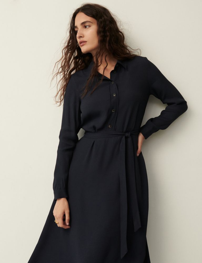 Buy Collared Tie Waist Midi Shirt Dress | Finery London | M&S