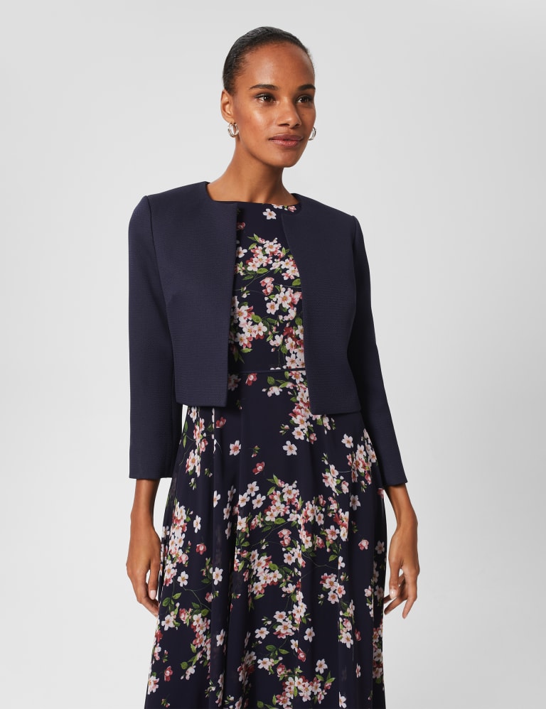 Collarless cropped jacket cheap
