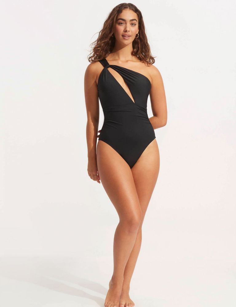 Collective Padded Cut Out One Shoulder Swimsuit 2 of 5