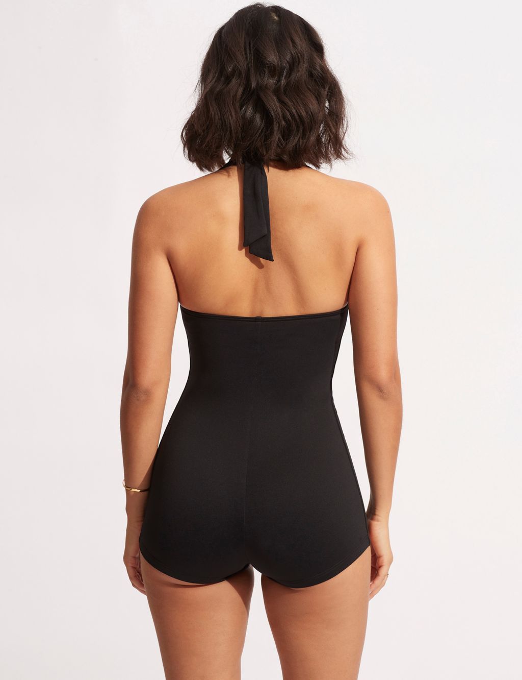 Collective Padded Ruched Halter Neck Swimsuit 1 of 3