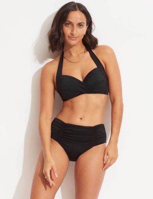 Collective Padded Twist Front Plunge Halterneck Bikini Top, Seafolly