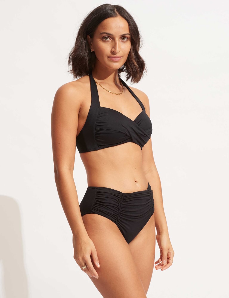 Collective Padded Twist Front Plunge Halterneck Bikini Top