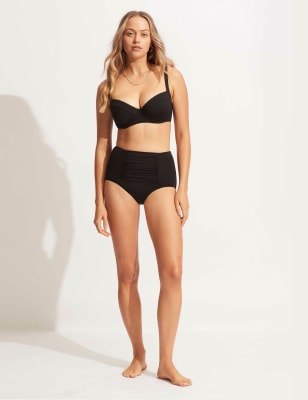 Ruched high waisted on sale bikini bottoms plus size