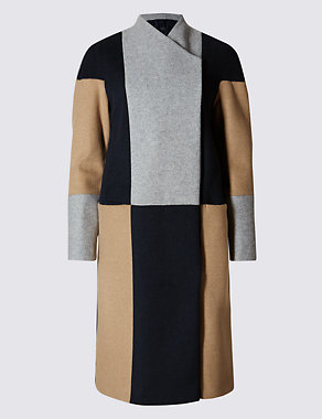 Colour Block Blanket Coat with Stormwear™ Image 2 of 4