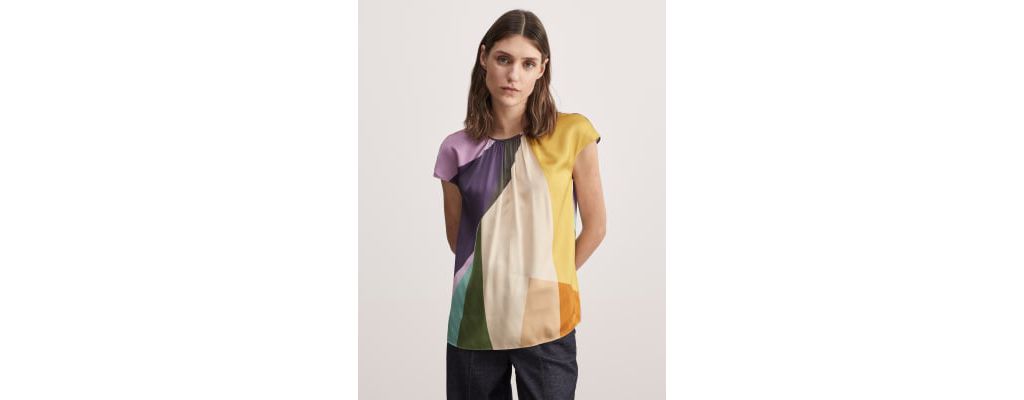 Colour Block Crew Neck Relaxed Blouse 5 of 6