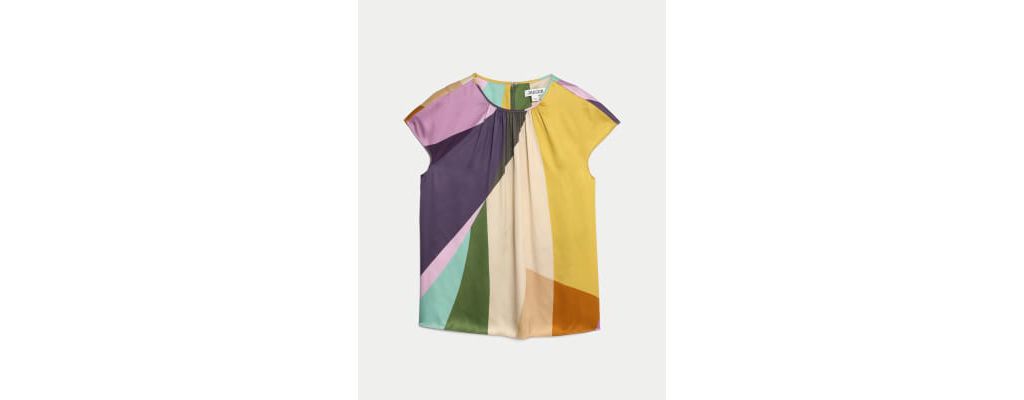 Colour Block Crew Neck Relaxed Blouse 1 of 6