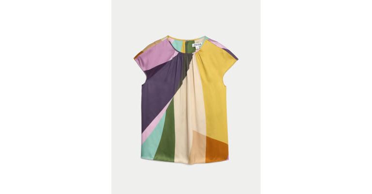 Colour Block Crew Neck Relaxed Blouse 2 of 6