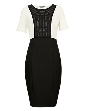 Colour Block Embroidered Ponte Shift Dress Image 2 of 3
