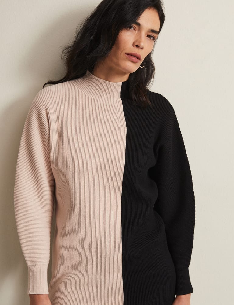 High neck dress new arrivals with cardigan