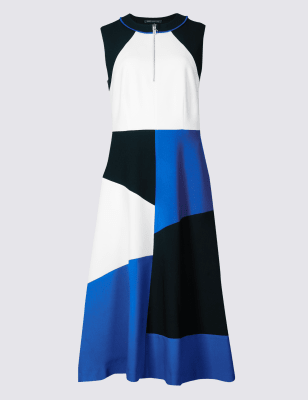 midi color block dress