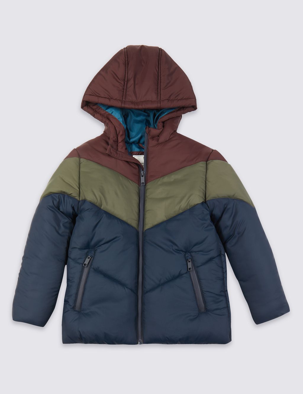 Colour Block Padded Coat (3-16 Years) 1 of 4