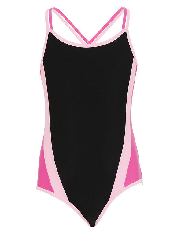 Colour Block Panelled Sports Swimsuit with Chlorine Resistant & Active Sport™ (5-14 Years) Image 1 of 2