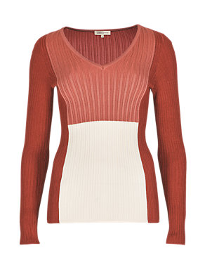 Colour Block Ribbed Jumper Image 2 of 4