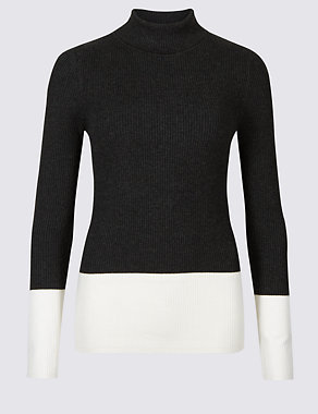 Colour Block Roll Neck Jumper Image 2 of 4