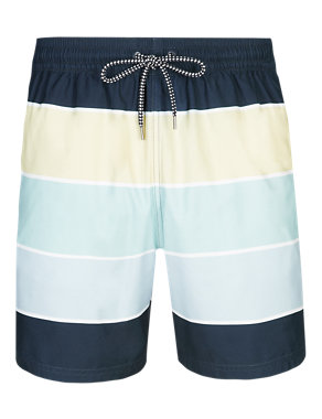 Colour Block Striped Quick Dry Swim Shorts Image 2 of 3
