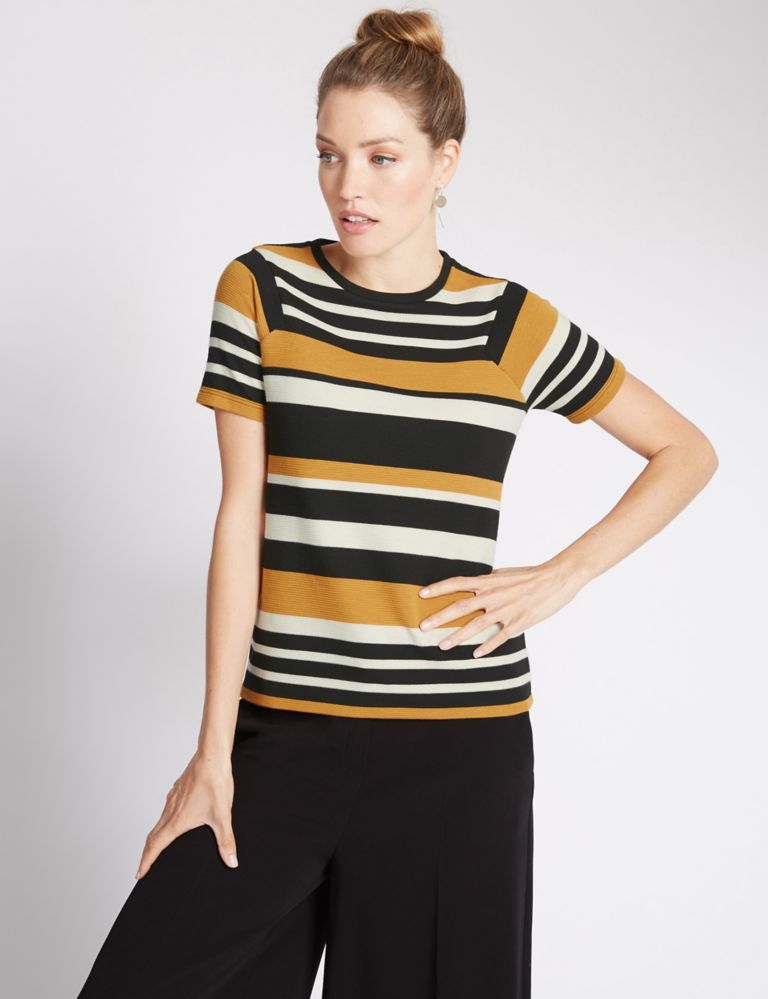 Colour Block Striped Short Sleeve T-Shirt 1 of 4