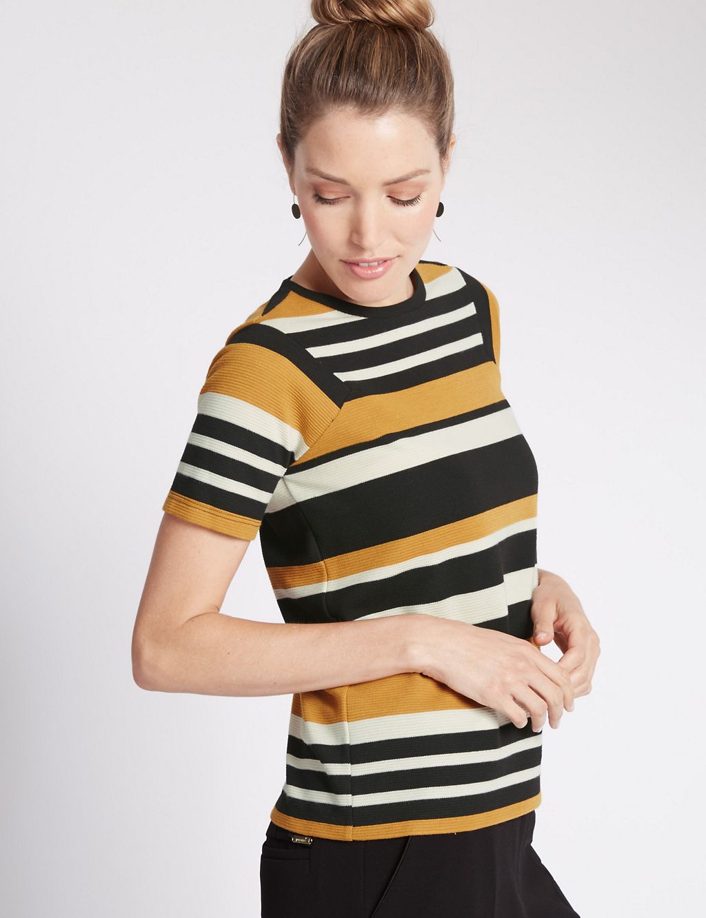 Colour Block Striped Short Sleeve T-Shirt 4 of 4