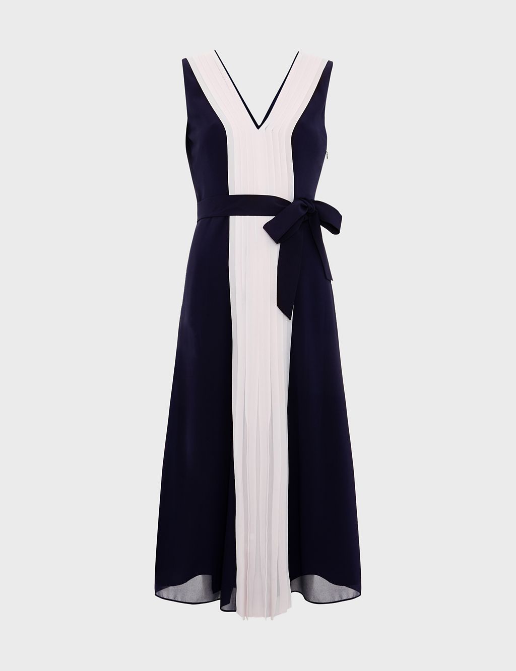 Colour Block V-Neck Midi Waisted Dress 1 of 9