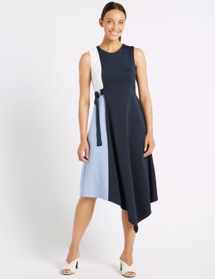 Color block wrap outlet dress