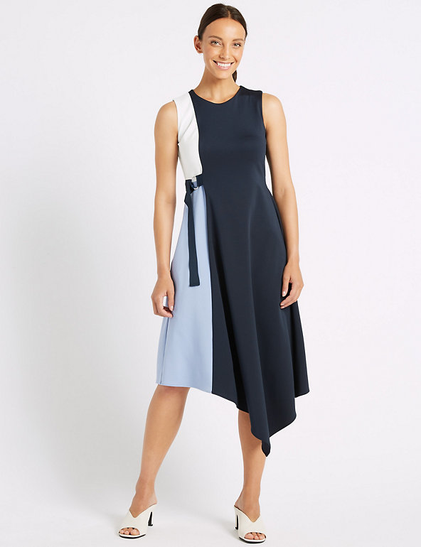 Colour Block Wrap Midi Dress | M☀S ...