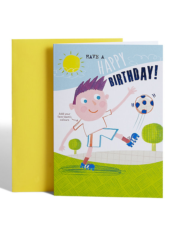 Colour-In Football Birthday Card Image 1 of 2
