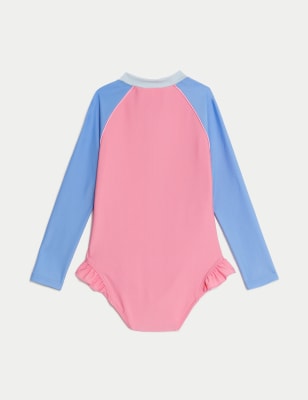 Colourblock Long Sleeve Swimsuit (2-8 Yrs) Image 2 of 3