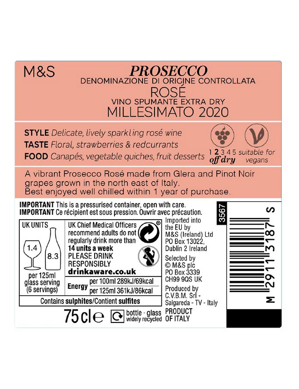 Conte Priuli Prosecco Rosé - Case of 6 4 of 5