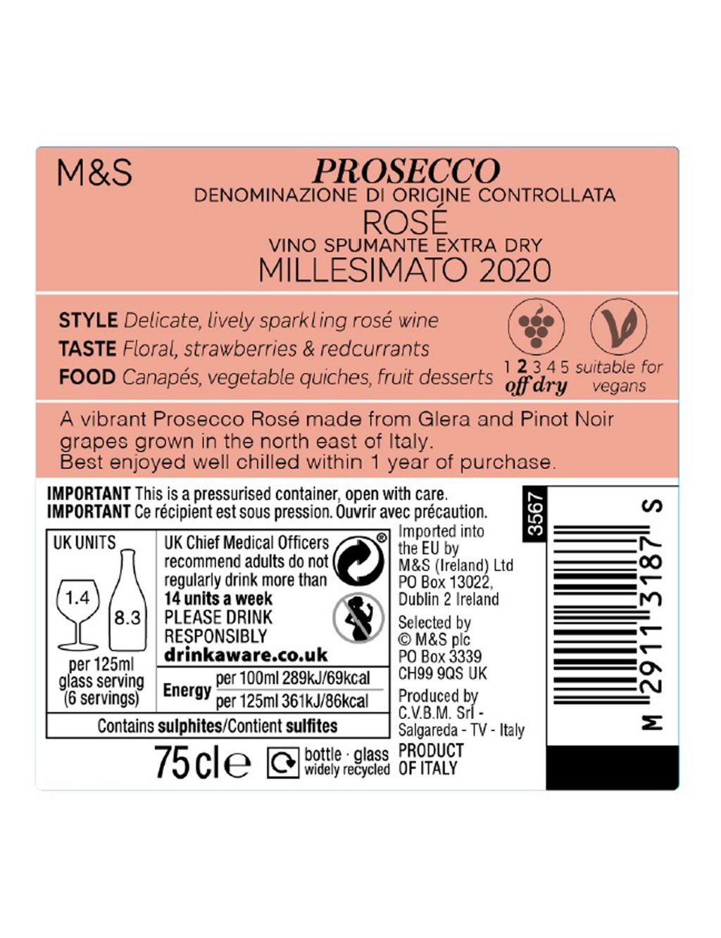 Conte Priuli Prosecco Rosé - Case of 6 4 of 5